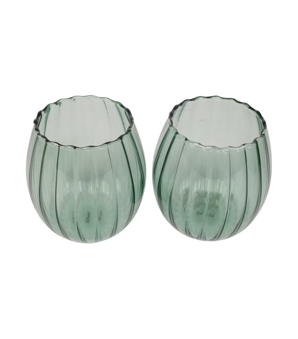 Monterey Pleated Effect Design Glasses, Set of 2, Green