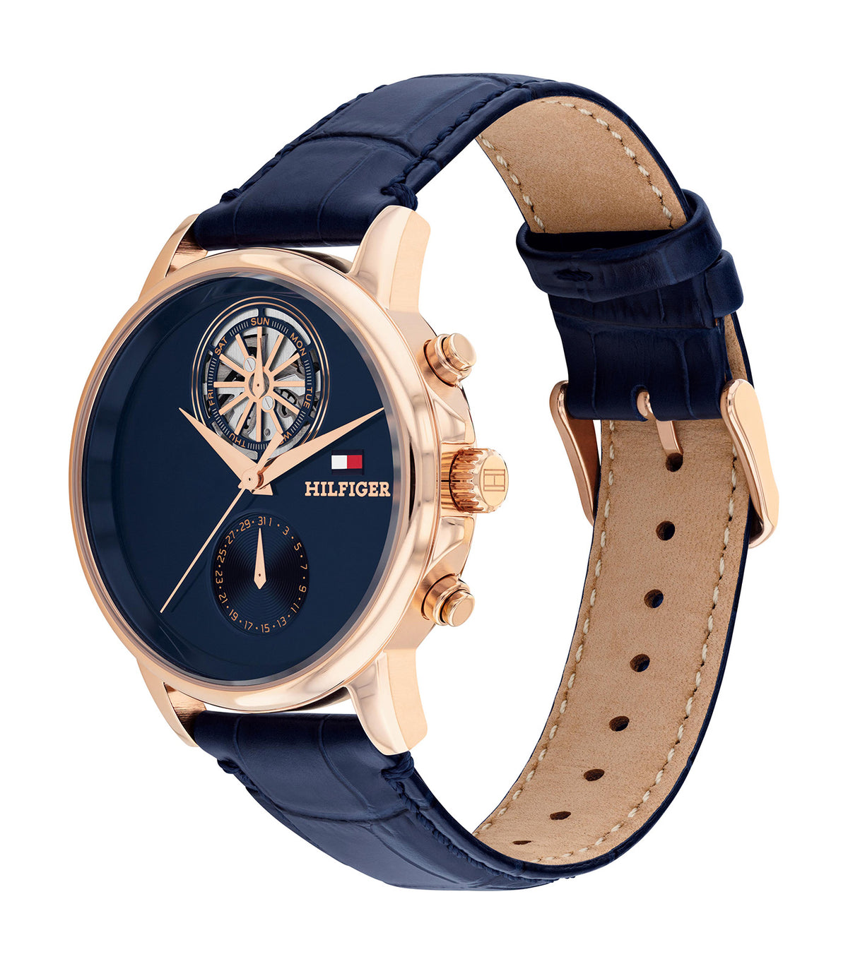 Stewart 1710747 Leather Watch Blue and Rose Gold