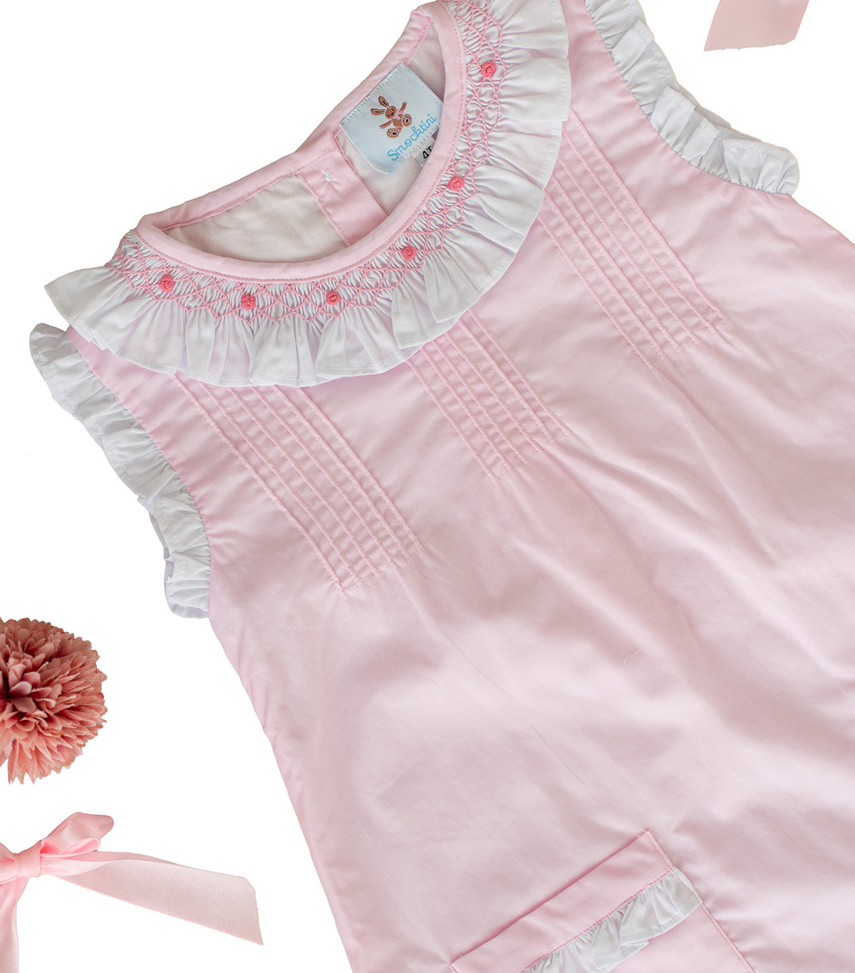 Girls Rosalie Smocked Shift Dress Pink