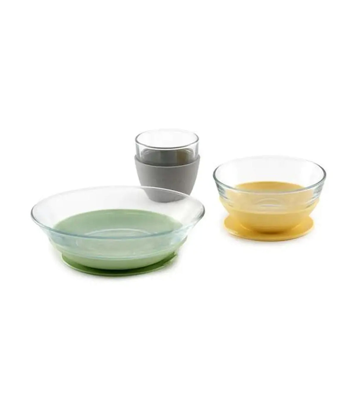 BÉABA x DURALEX Glass Meal Set with Soft Protective Suction Pad Yellow