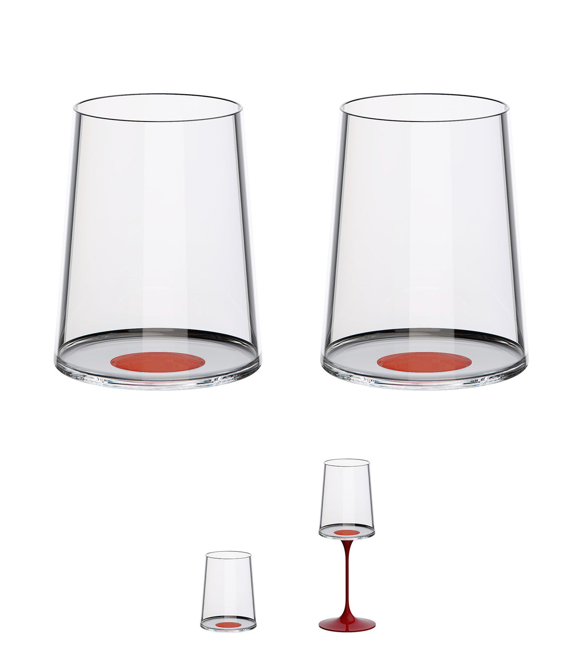 SplitGlass - Tumbler - White Wine Cup - Set of 2 Glasses Red
