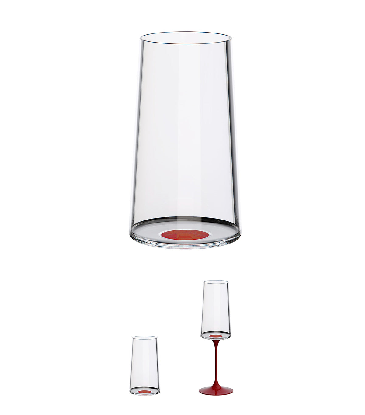 SplitGlass - Highball Glass - Flute - Set of 2 Glasses Red