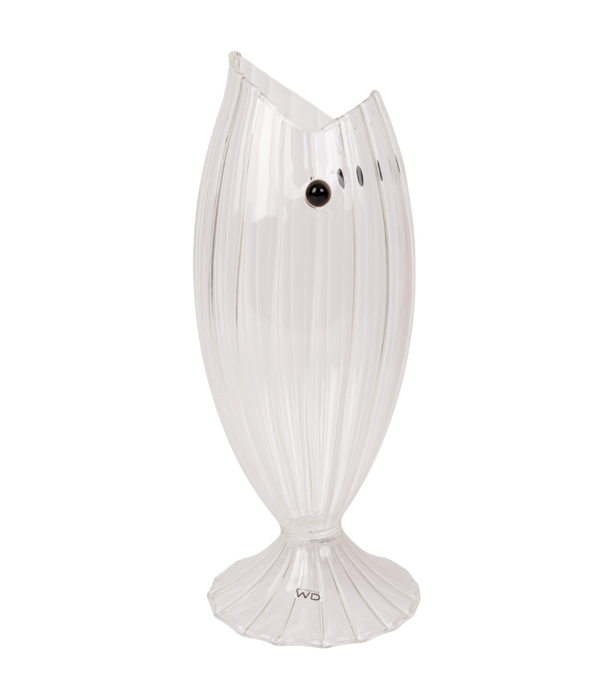 Monterey Pleated Design Fish-Shaped Glass Carafe, Transparent
