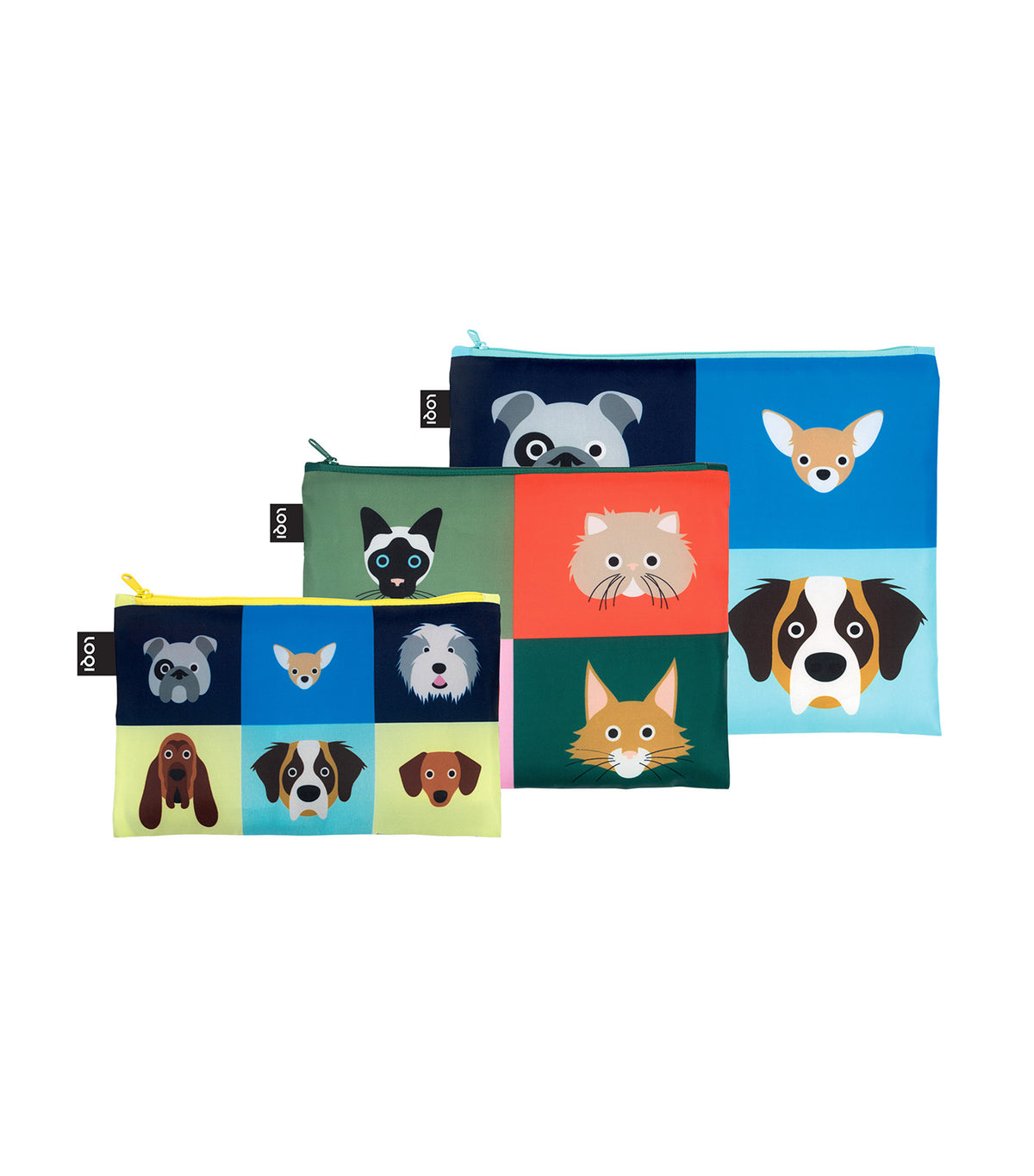 STEPHEN CHEETHAM Dogs & Cats Recycled Zip Pockets