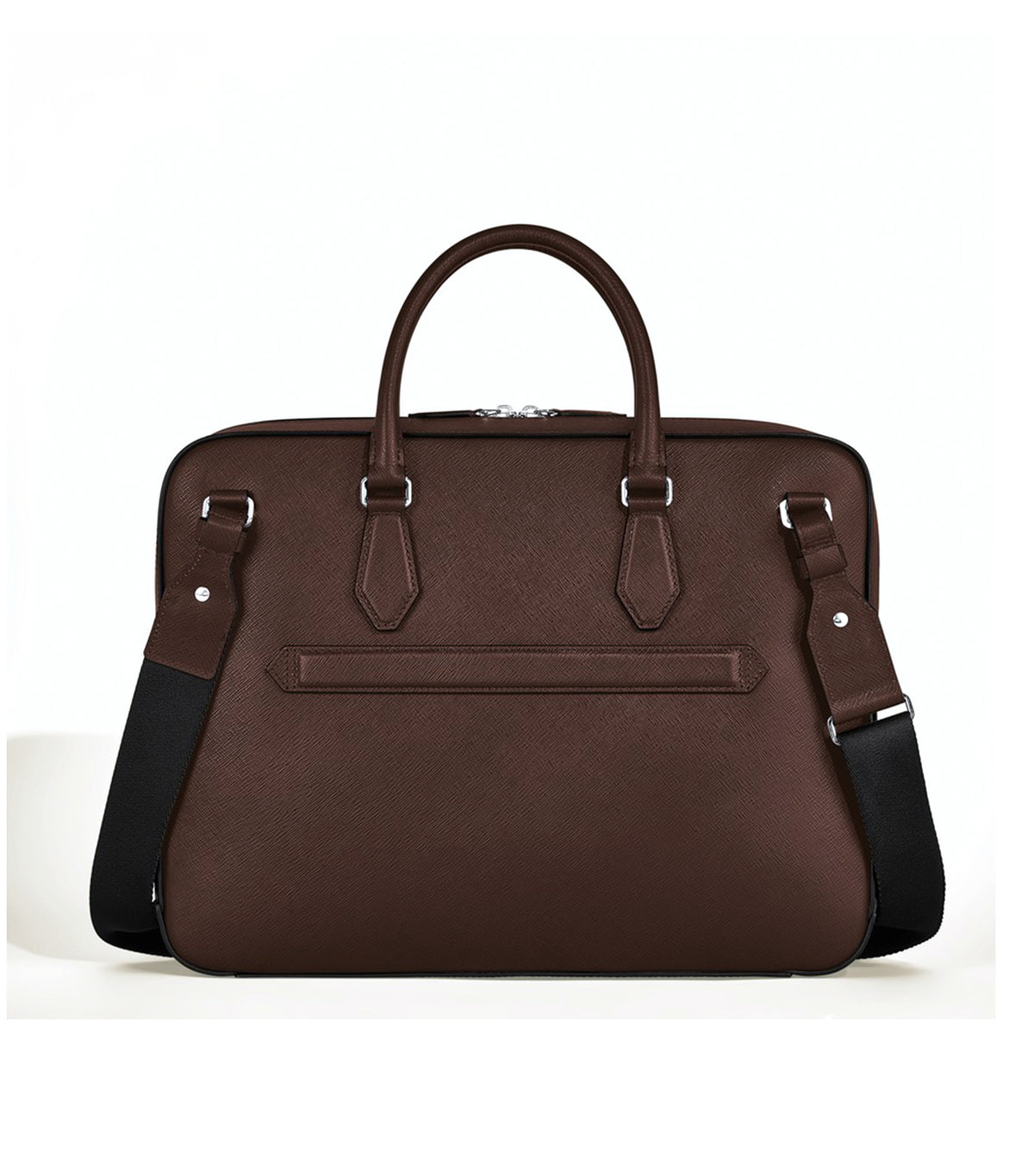 Medium Briefcase with Pocket in Sartorial Leather Brown