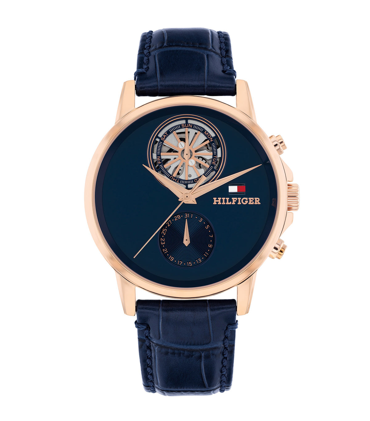 Stewart 1710747 Leather Watch Blue and Rose Gold