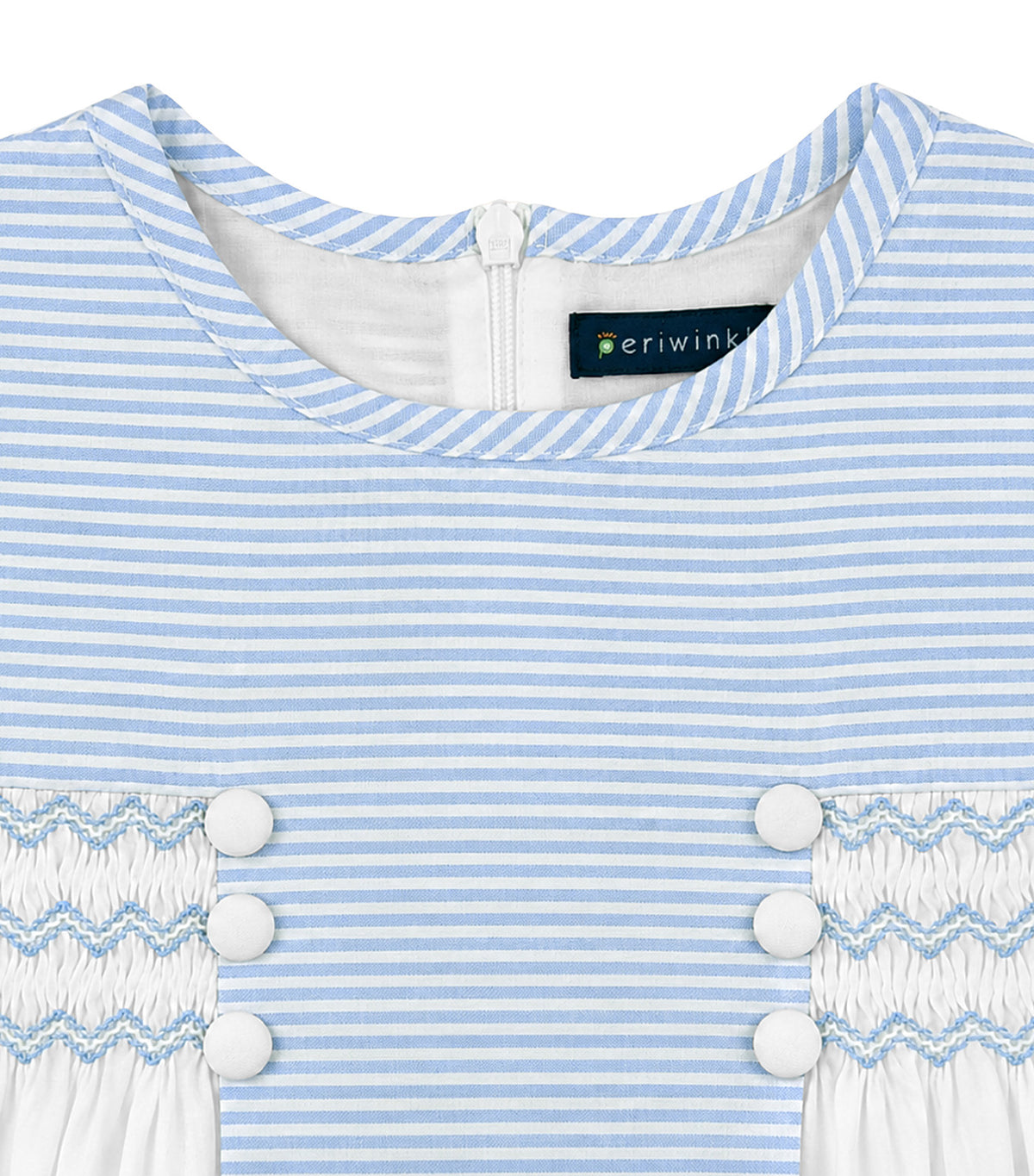 Orania Girls Striped Smocked Dress Light Blue