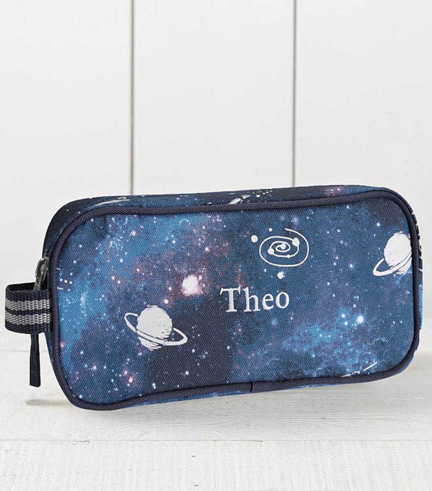 pottery barn kids mackenzie navy galaxy glow-in-the-dark pencil case