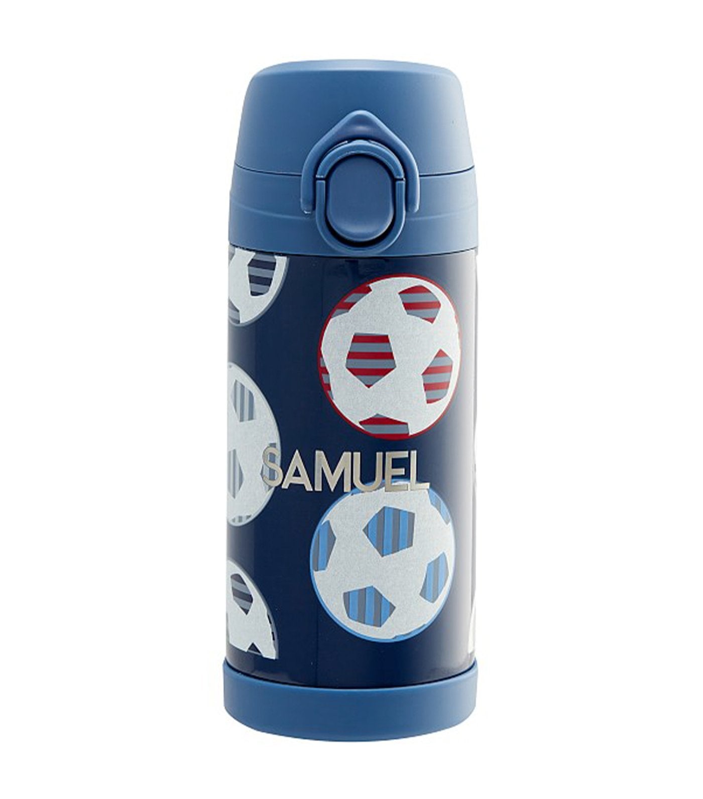 pottery barn kids mackenzie navy soccer glow-in-the-dark regular water bottle