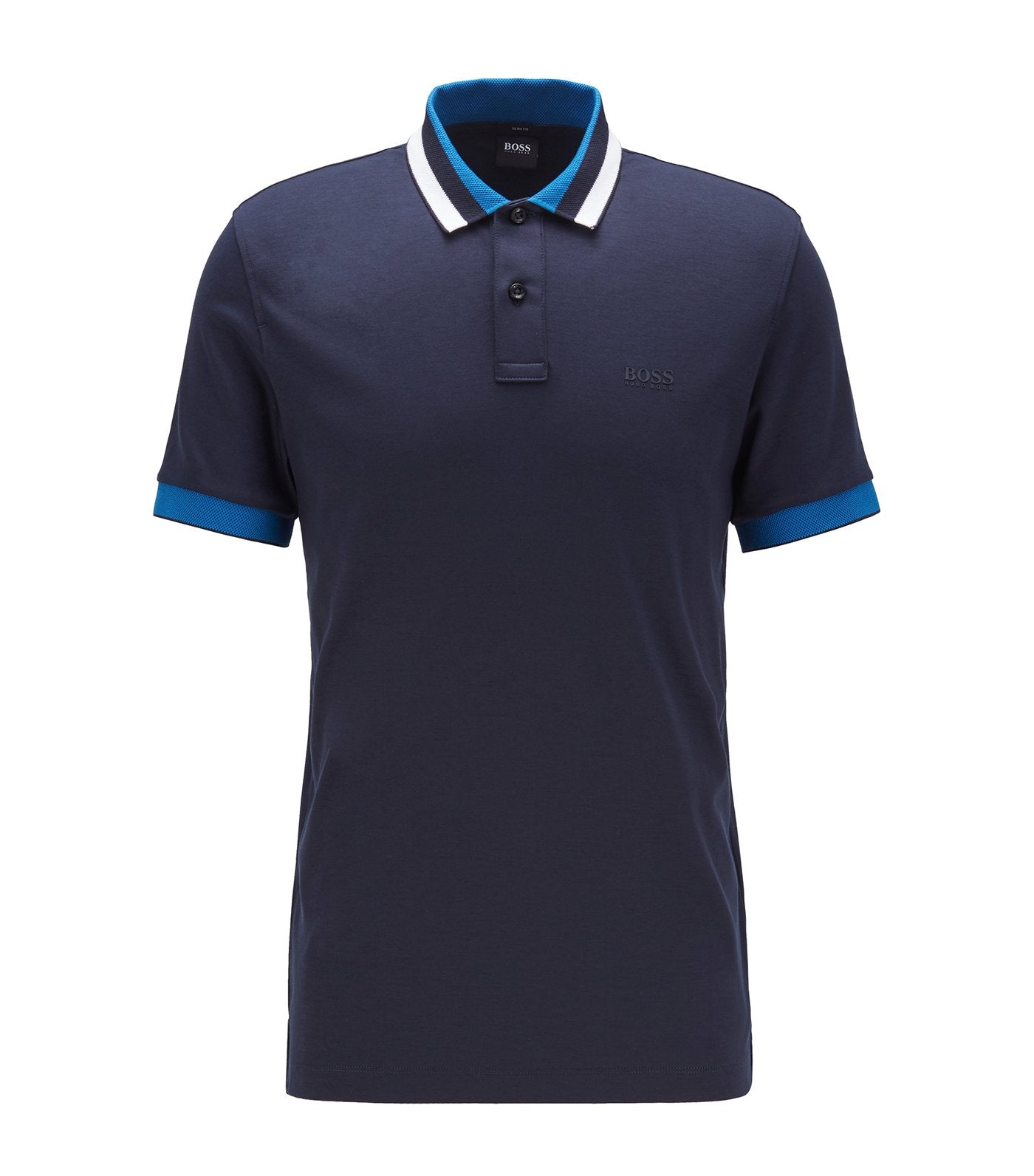 Phillipson 67 Striped Collar Polo Shirt Dark Blue