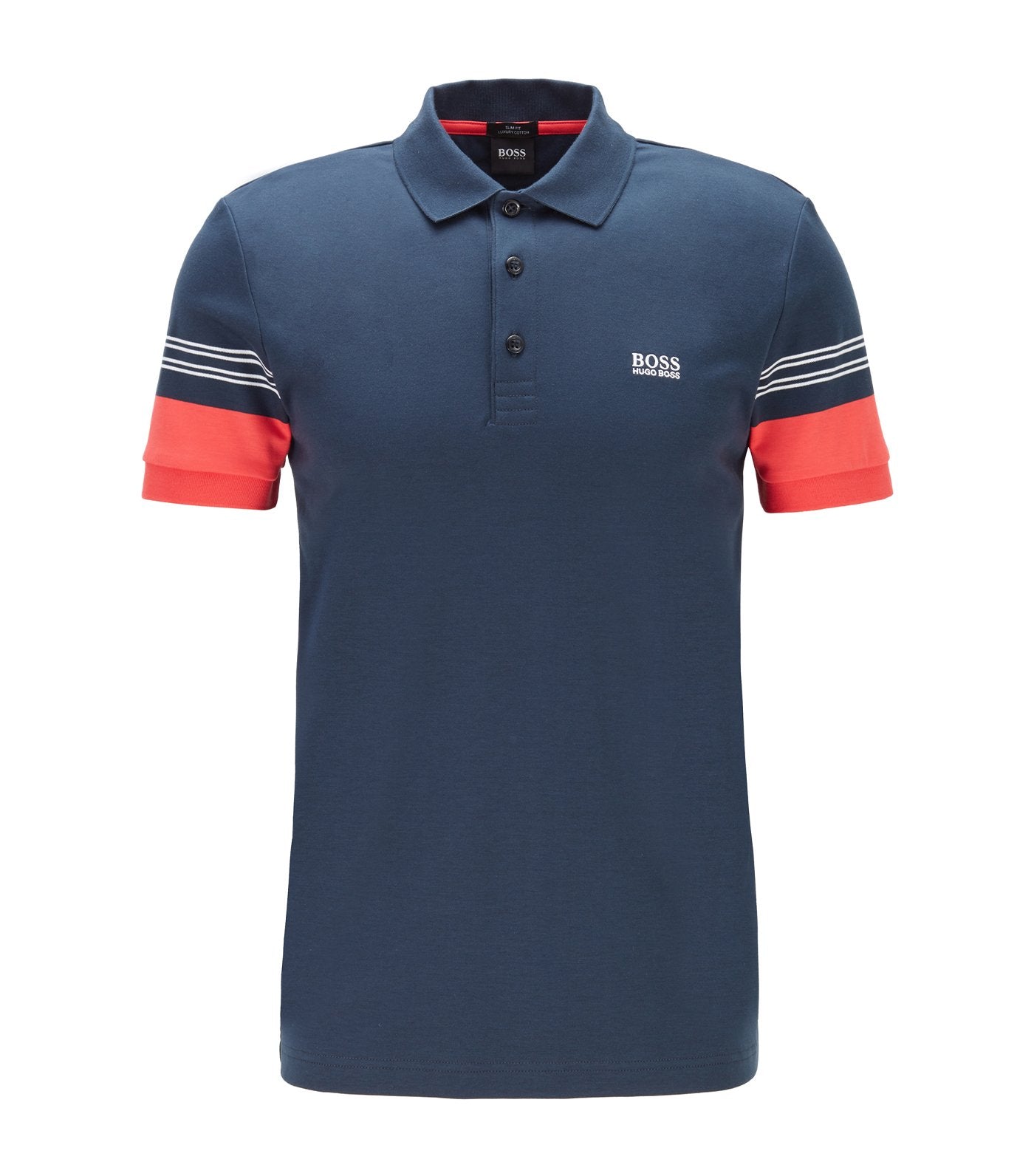 Paule 1 Engineered-Stripe Sleeves Polo Shirt Dark Blue
