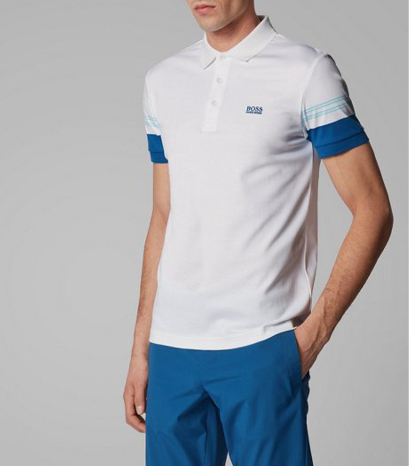 Paule 1 Engineered-Stripe Sleeves Polo Shirt White