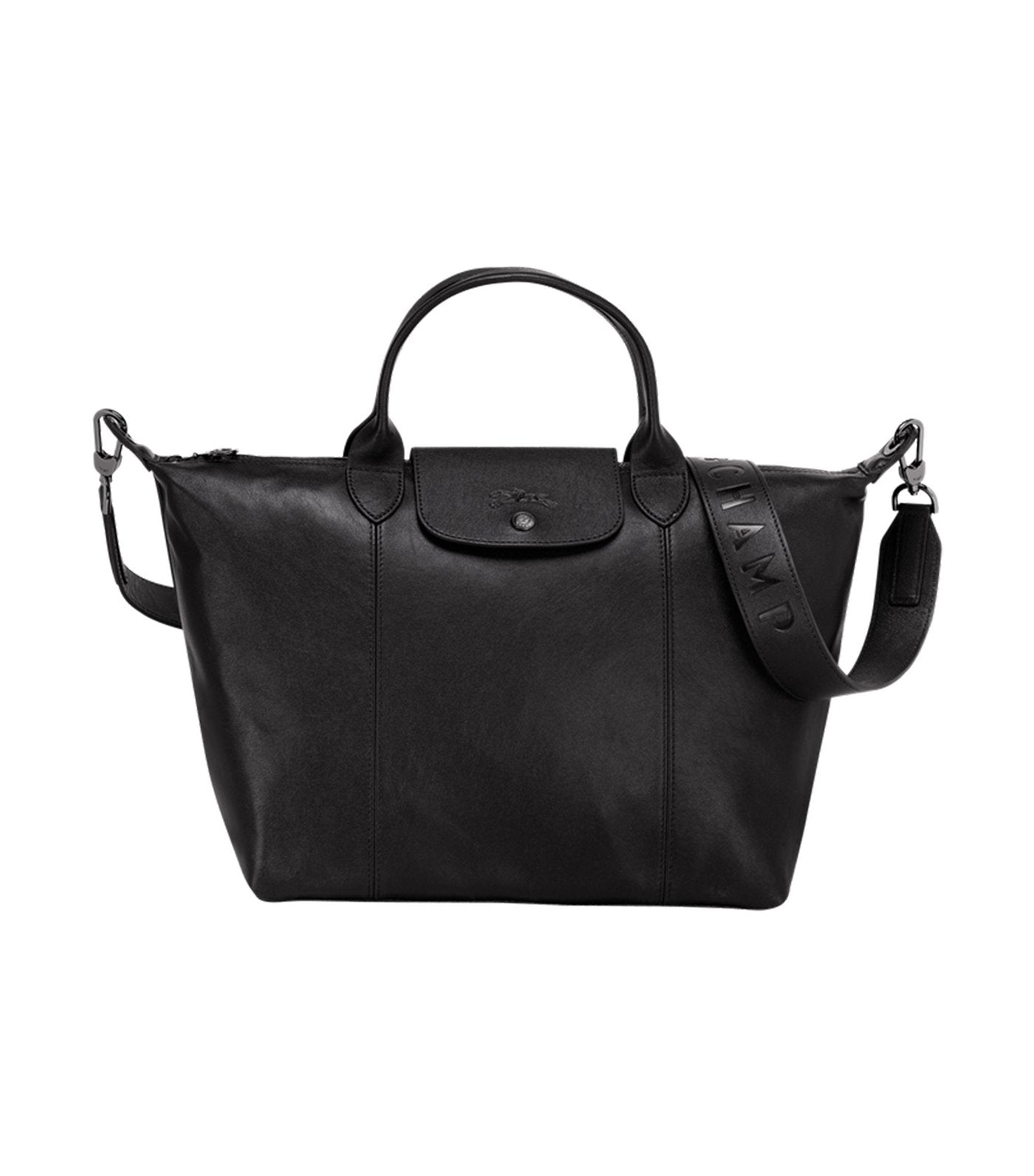 Le Pliage Cuir Top-Handle Bag M Black