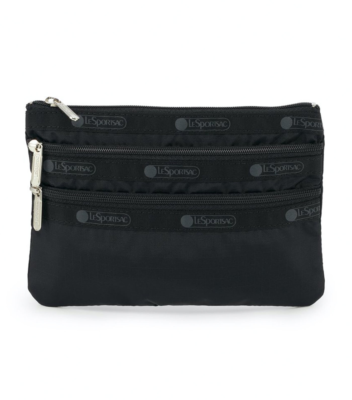 3 Zip Cosmetic Pouch Black