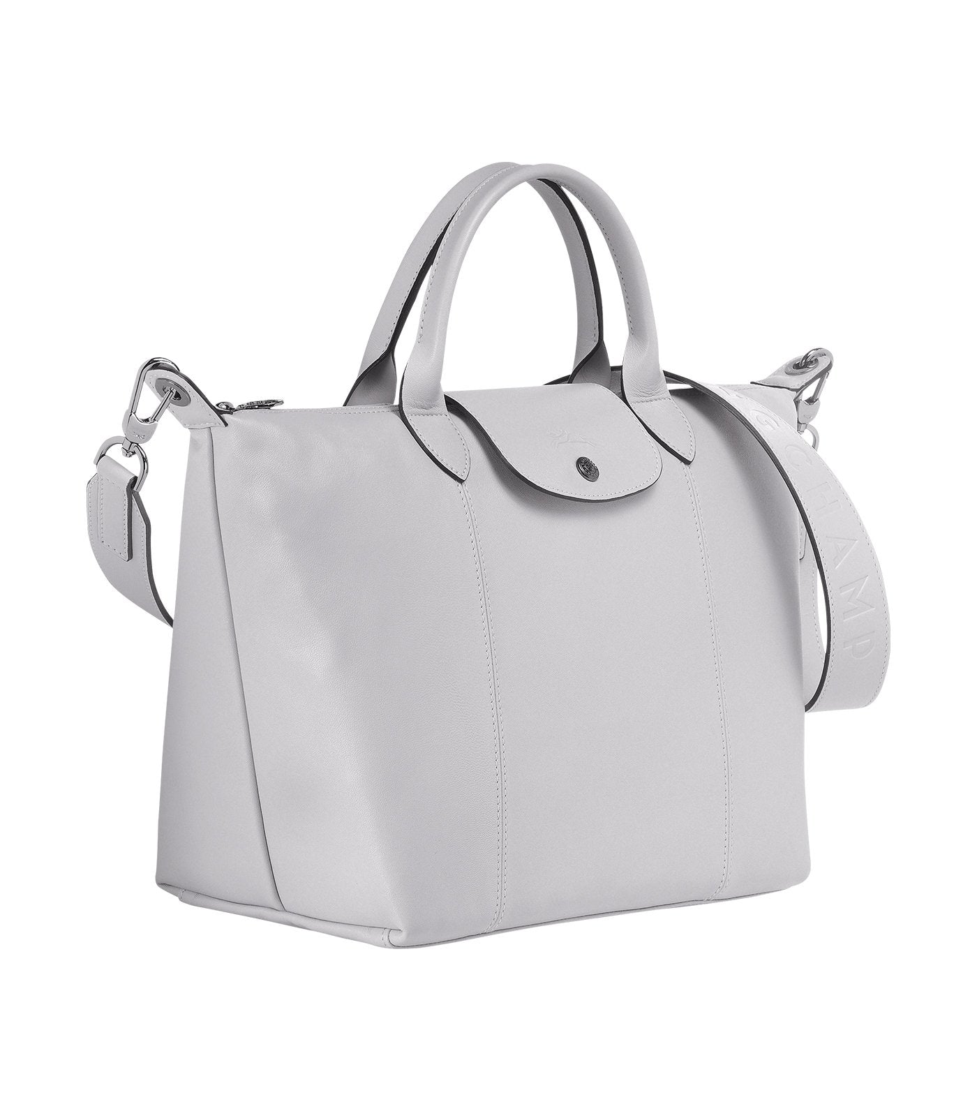 Le Pliage Cuir Top Handle Bag M Gray