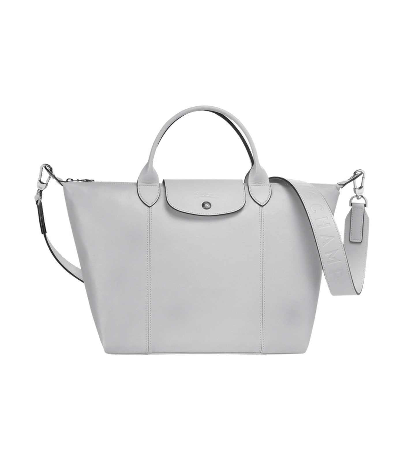 Le Pliage Cuir Top Handle Bag M Gray