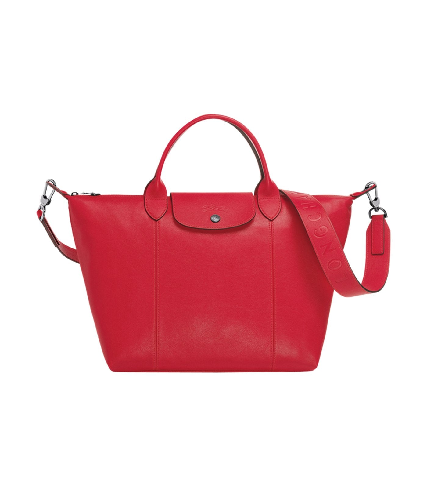Le Pliage Cuir Top-Handle Bag M Red