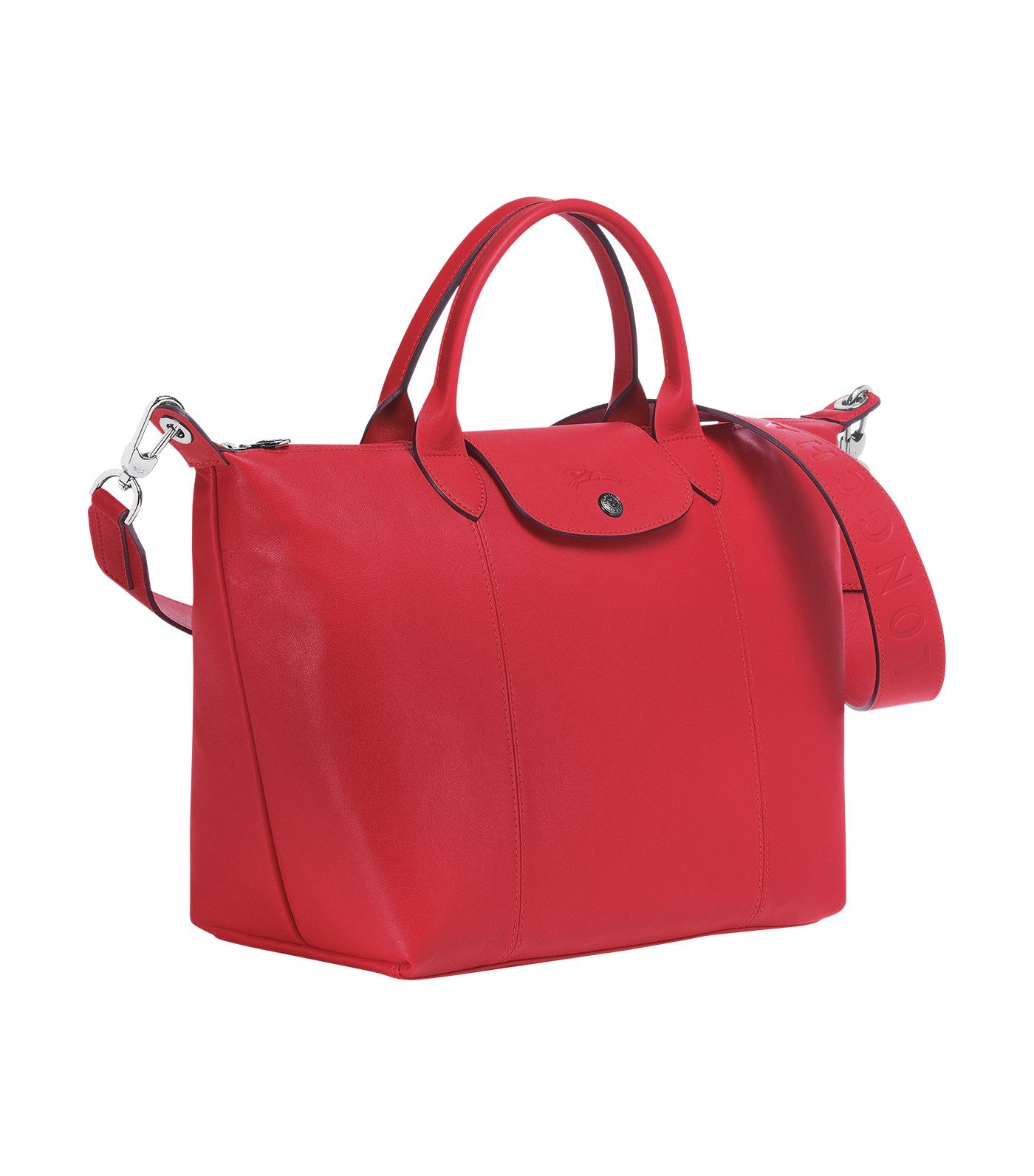 Le Pliage Cuir Top-Handle Bag M Red
