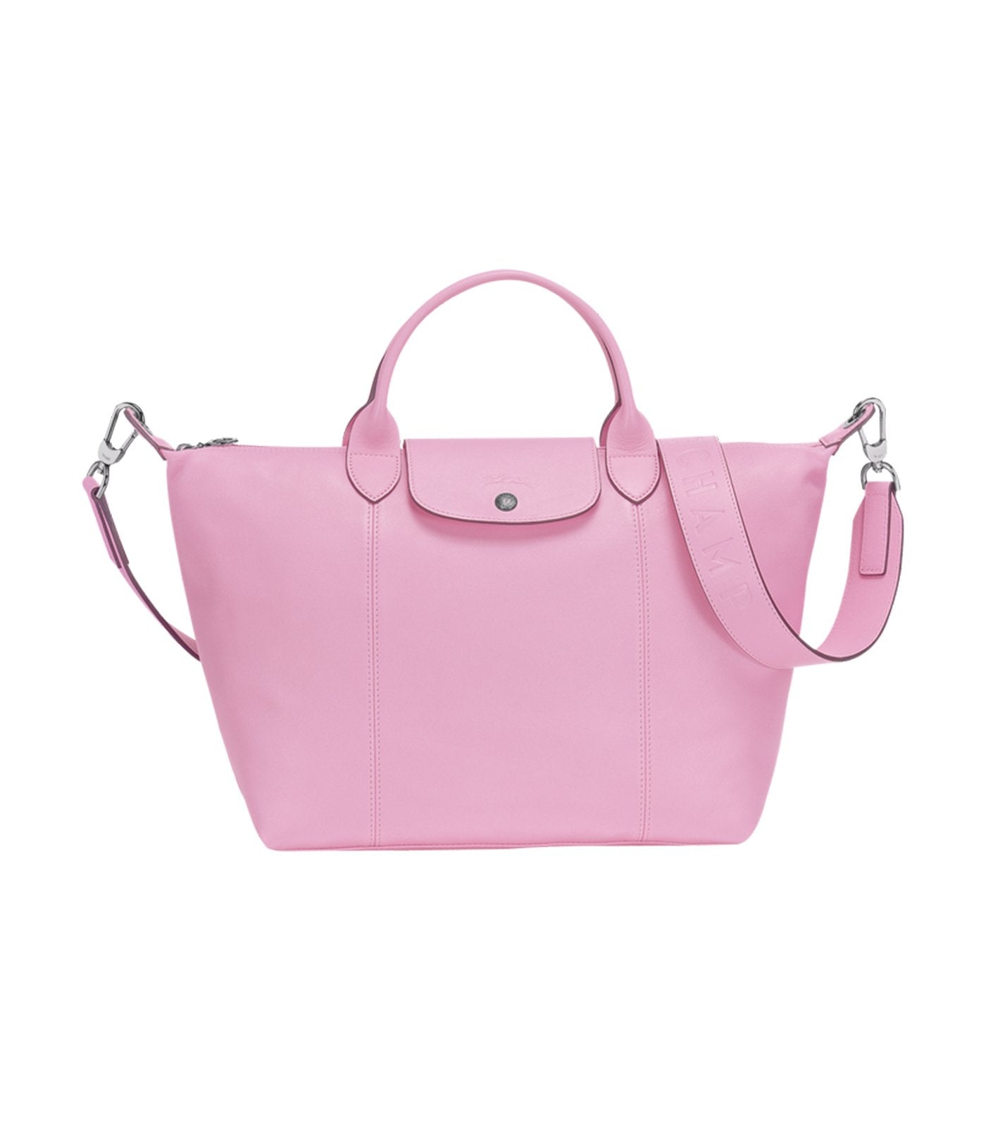 Longchamp Le Pliage Cuir Top Handle Bag M Pink