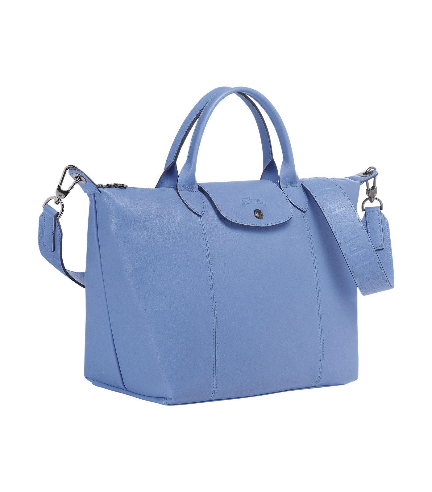 Le Pliage Cuir Top-Handle Bag M Blue