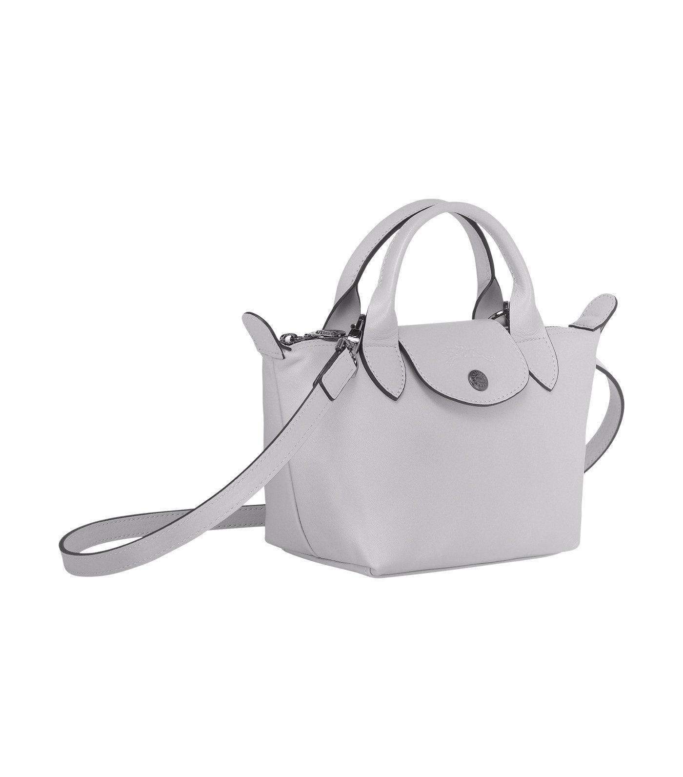 Le Pliage Cuir Top-Handle Bag Mini Gray
