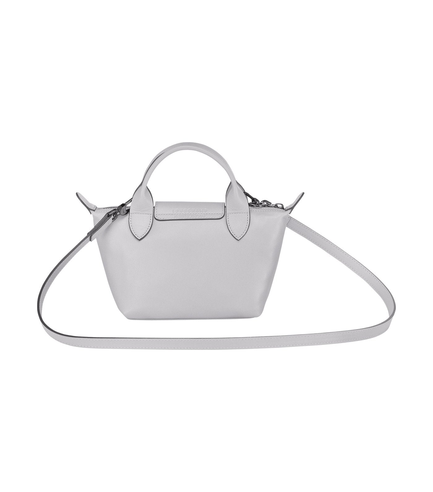 Le Pliage Cuir Top-Handle Bag Mini Gray