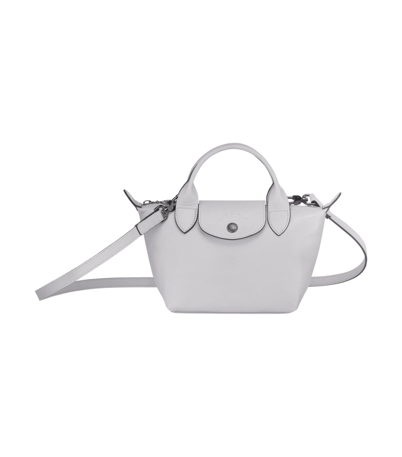 Le Pliage Cuir Top-Handle Bag Mini Gray