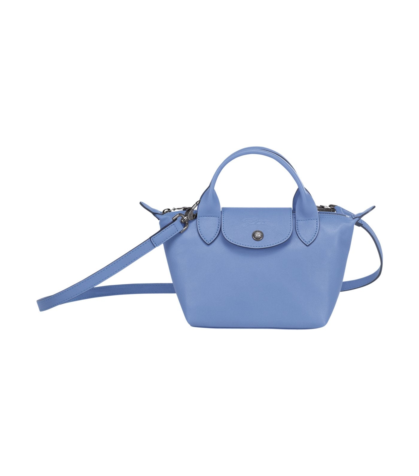 Le Pliage Cuir Top-Handle Bag Mini Blue