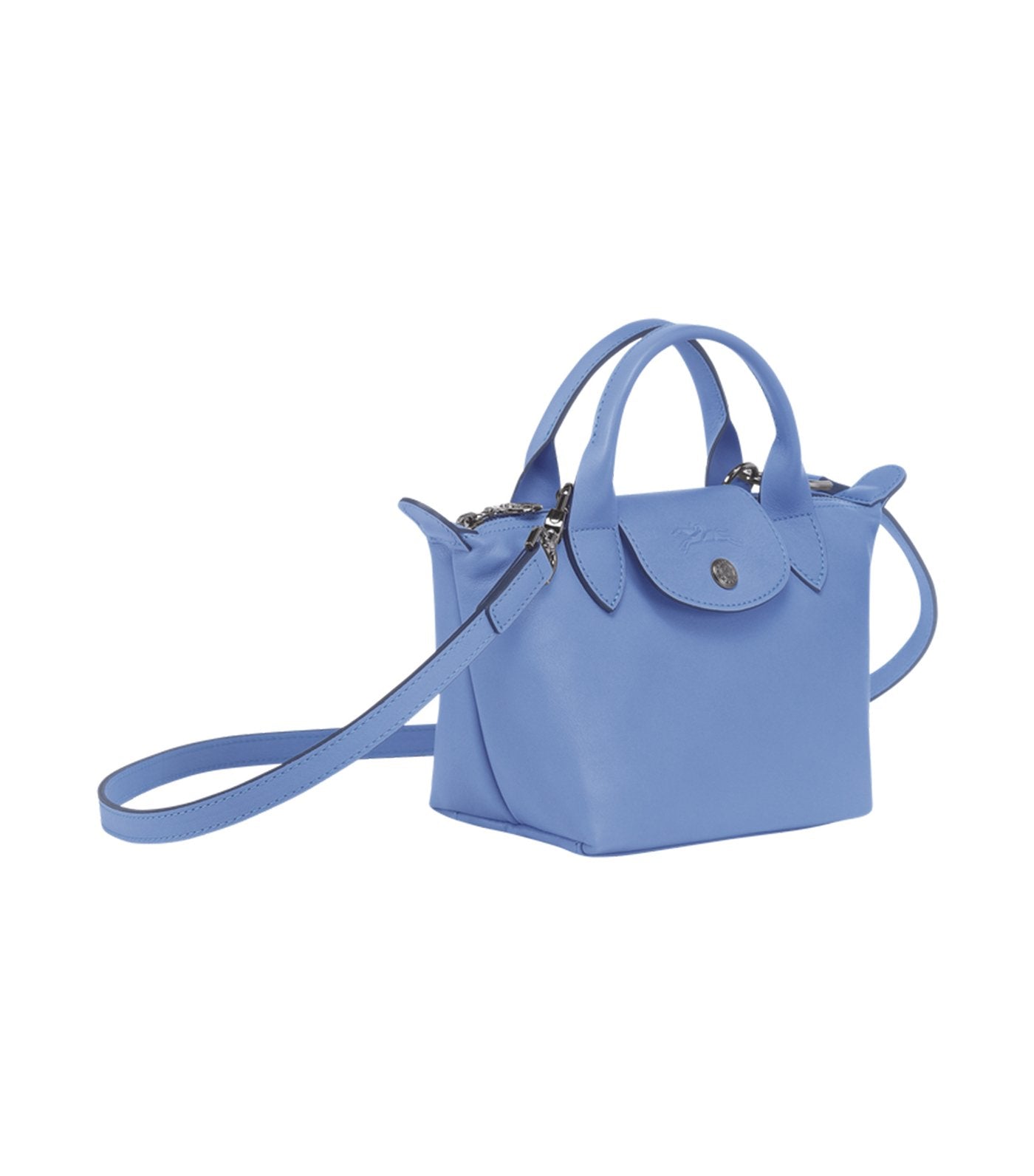 Le Pliage Cuir Top-Handle Bag Mini Blue
