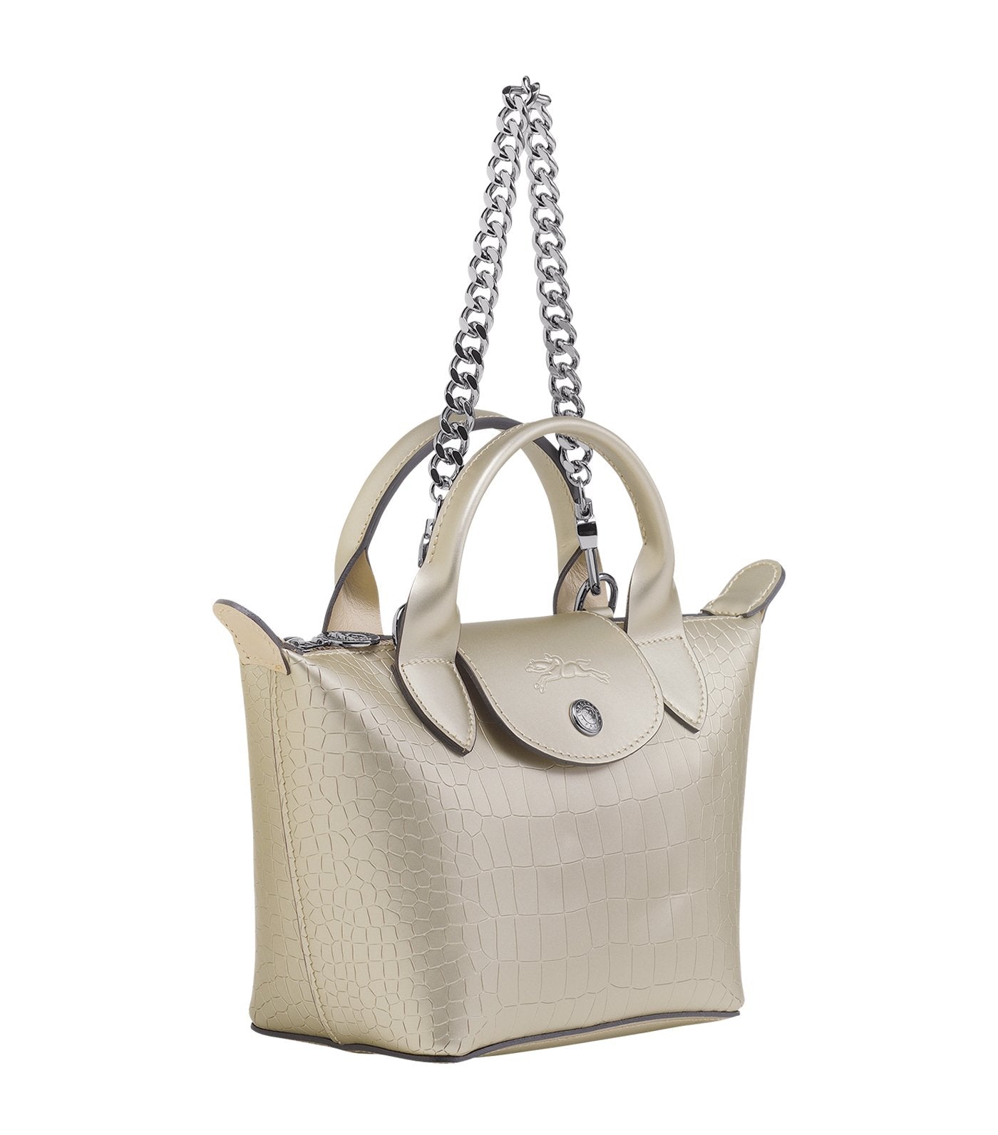 Le Pliage Cuir Top-Handle Bag Mini Platinum