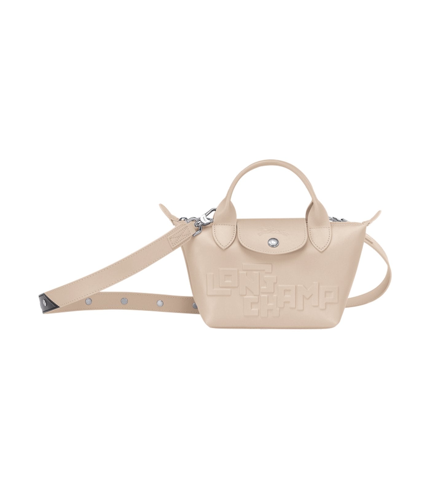 Le Pliage Cuir Estampe Top-Handle Bag Mini Chalk