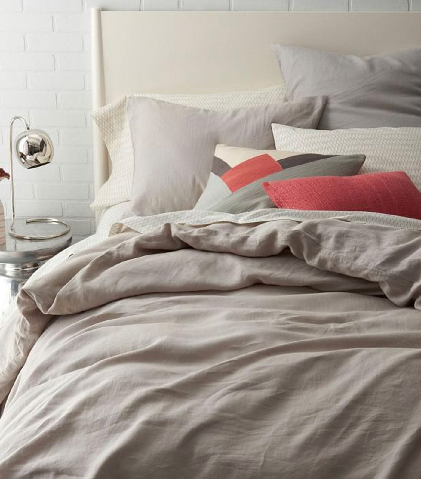 west elm Belgian Flax Linen Duvet Cover - Platinum
