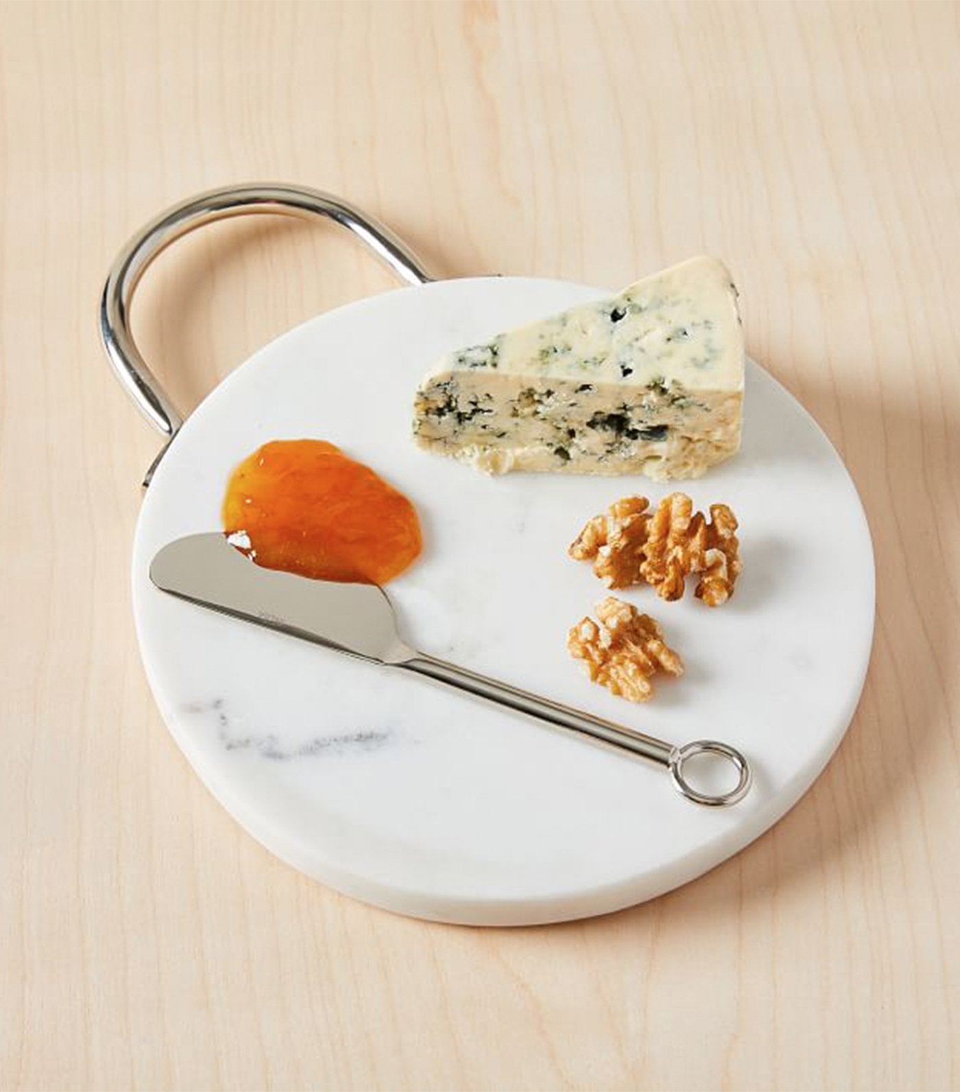 West Elm Nickel and Marble Cheese Board with Knife Set