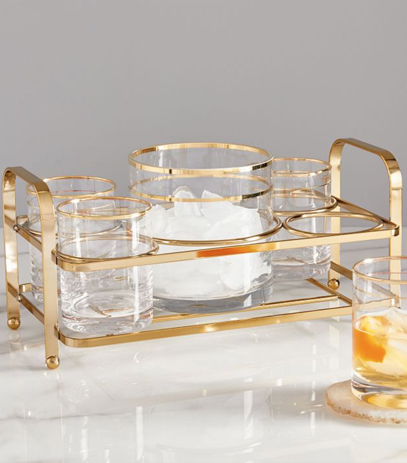 West Elm Gold Rimmed Drinkware Set