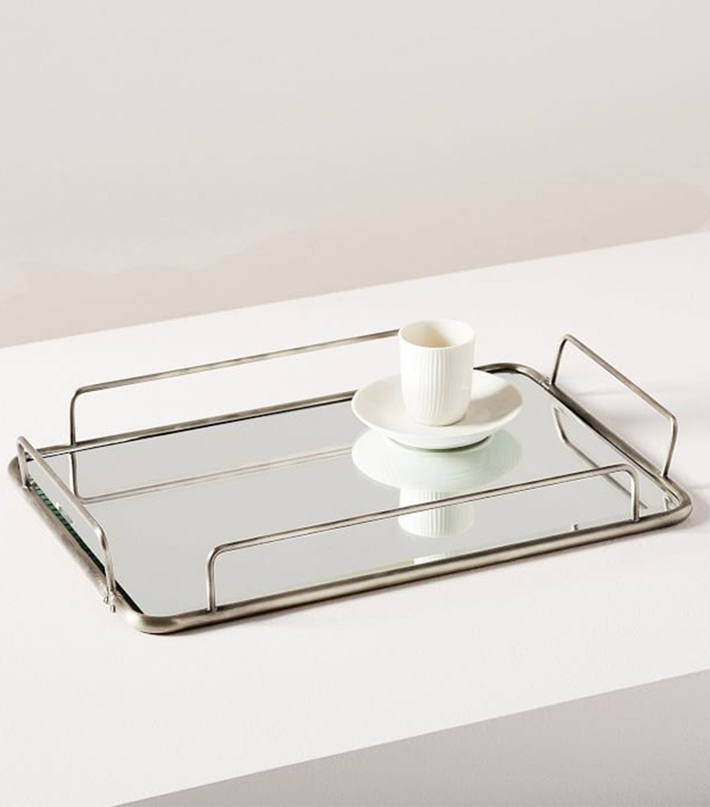 West Elm Fishs Eddy Gilded Cafe Mirror Tray - Polished Nickel