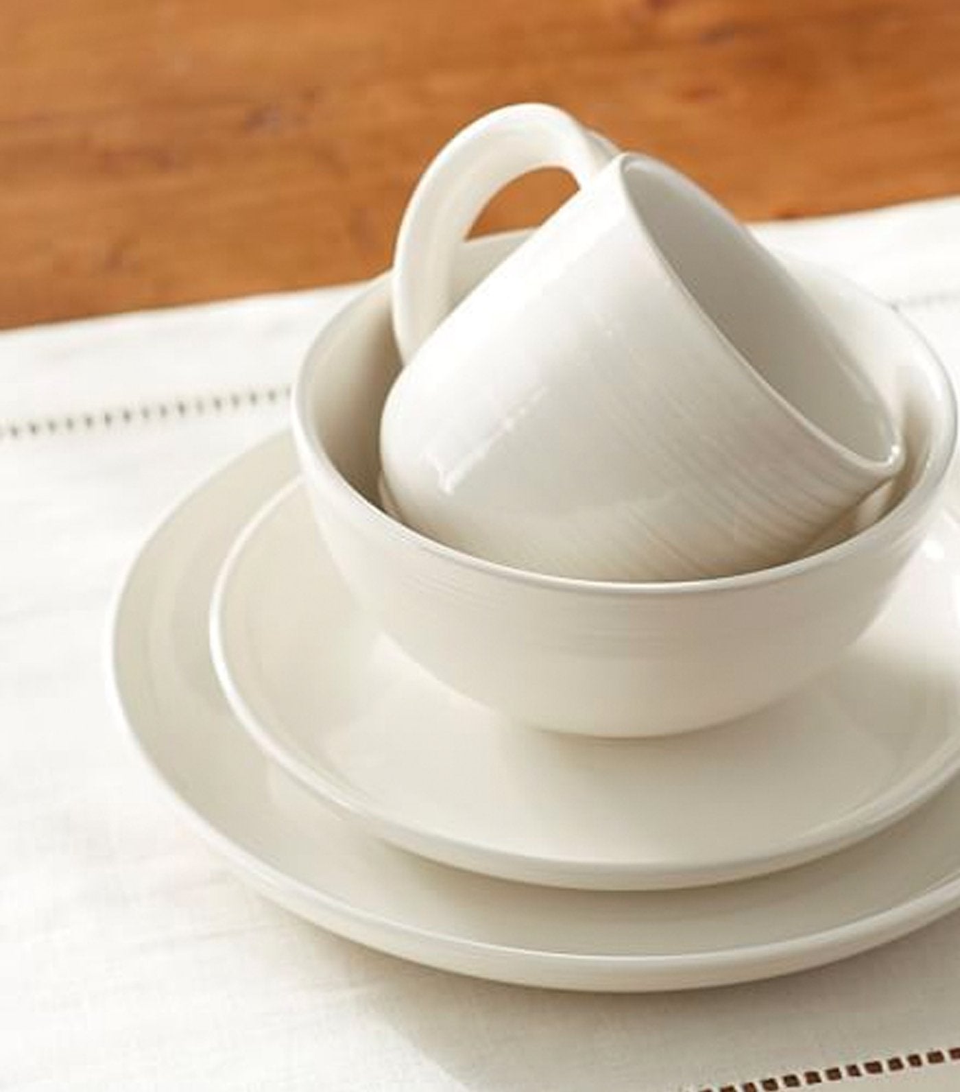Pottery Barn Joshua Stoneware Dinner Plate - Ivory White