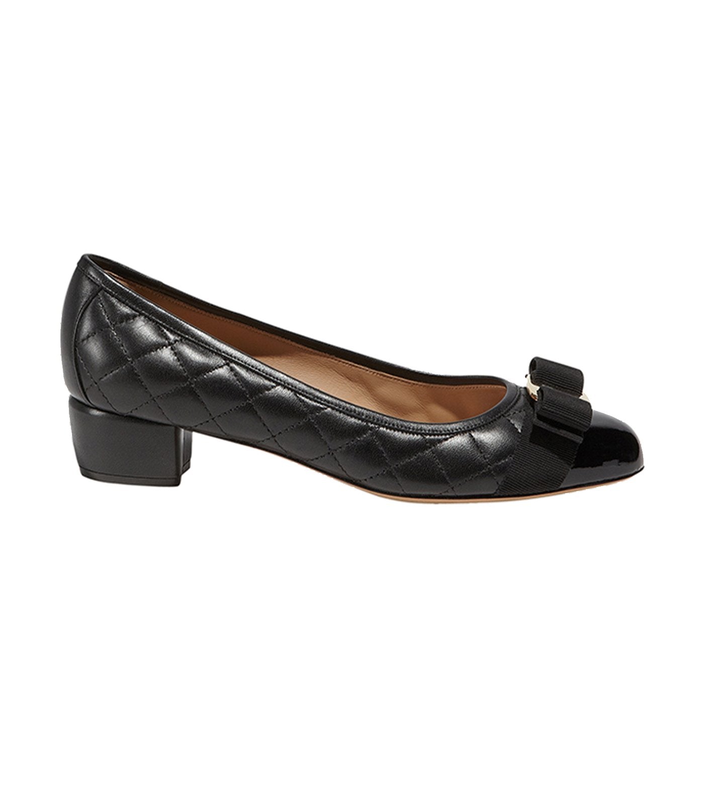 Vara Quilted Bow Pump Shoes Black
