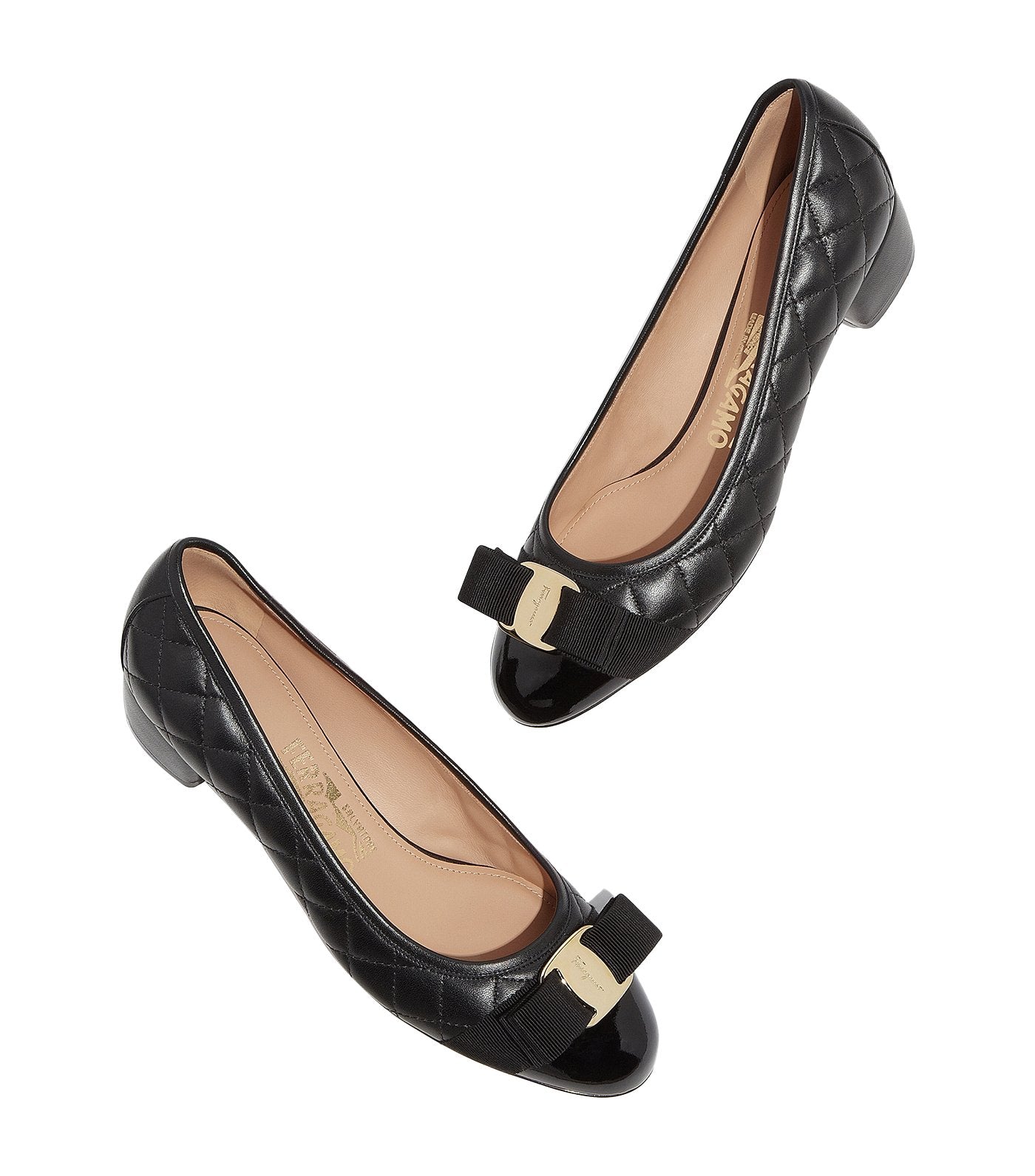 Vara Quilted Bow Pump Shoes Black