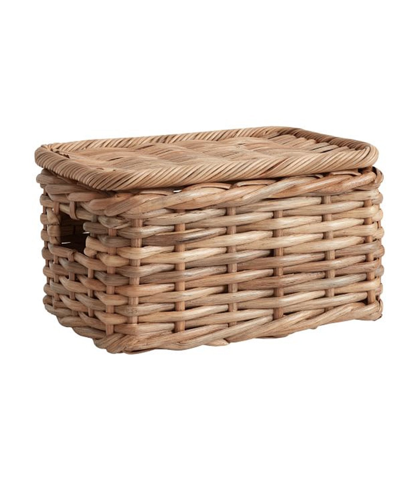 Pottery Barn Aubrey Handwoven Lidded Basket Small - Natural 