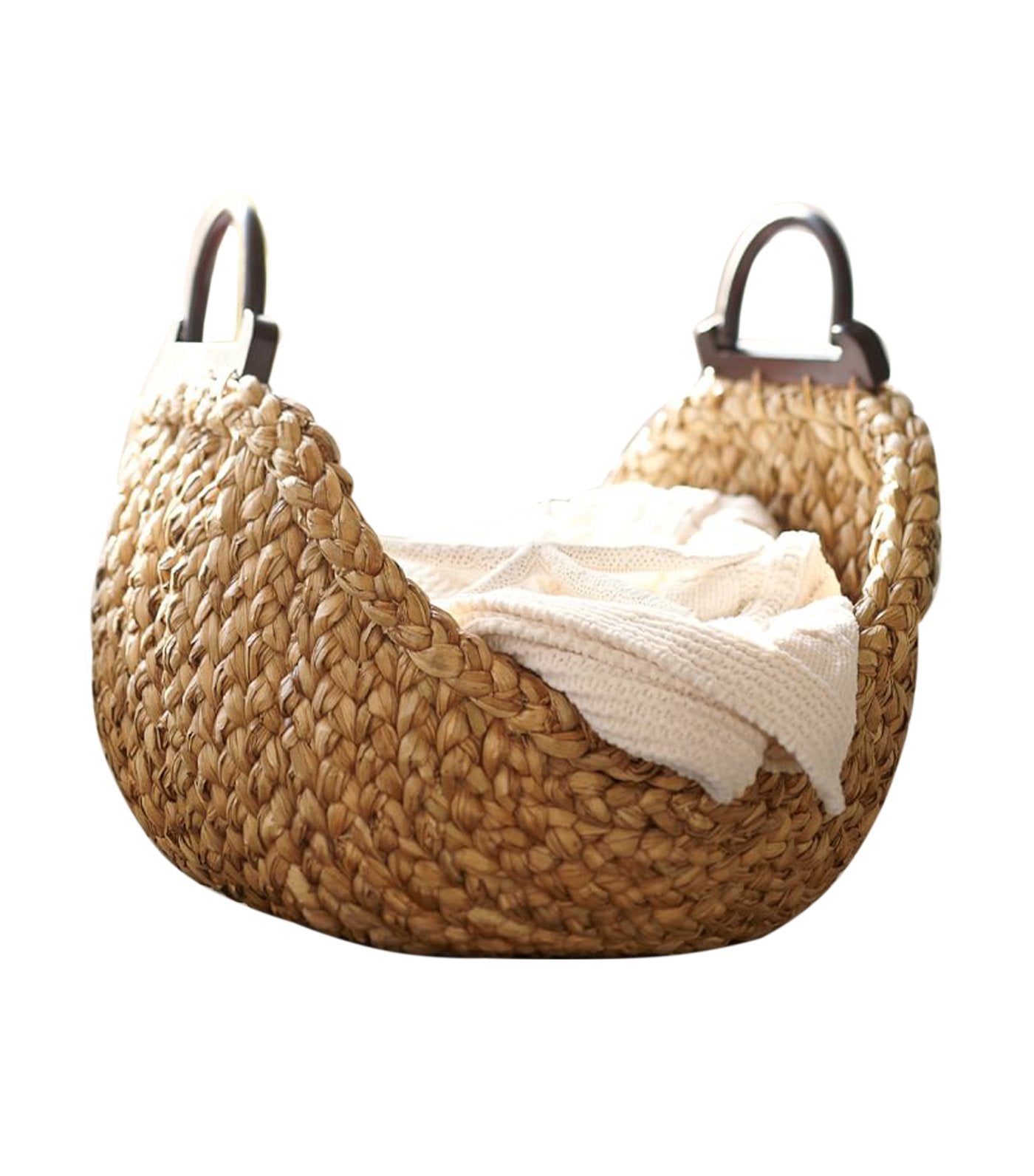 pottery barn beachcomber handwoven seagrass wood handled basket