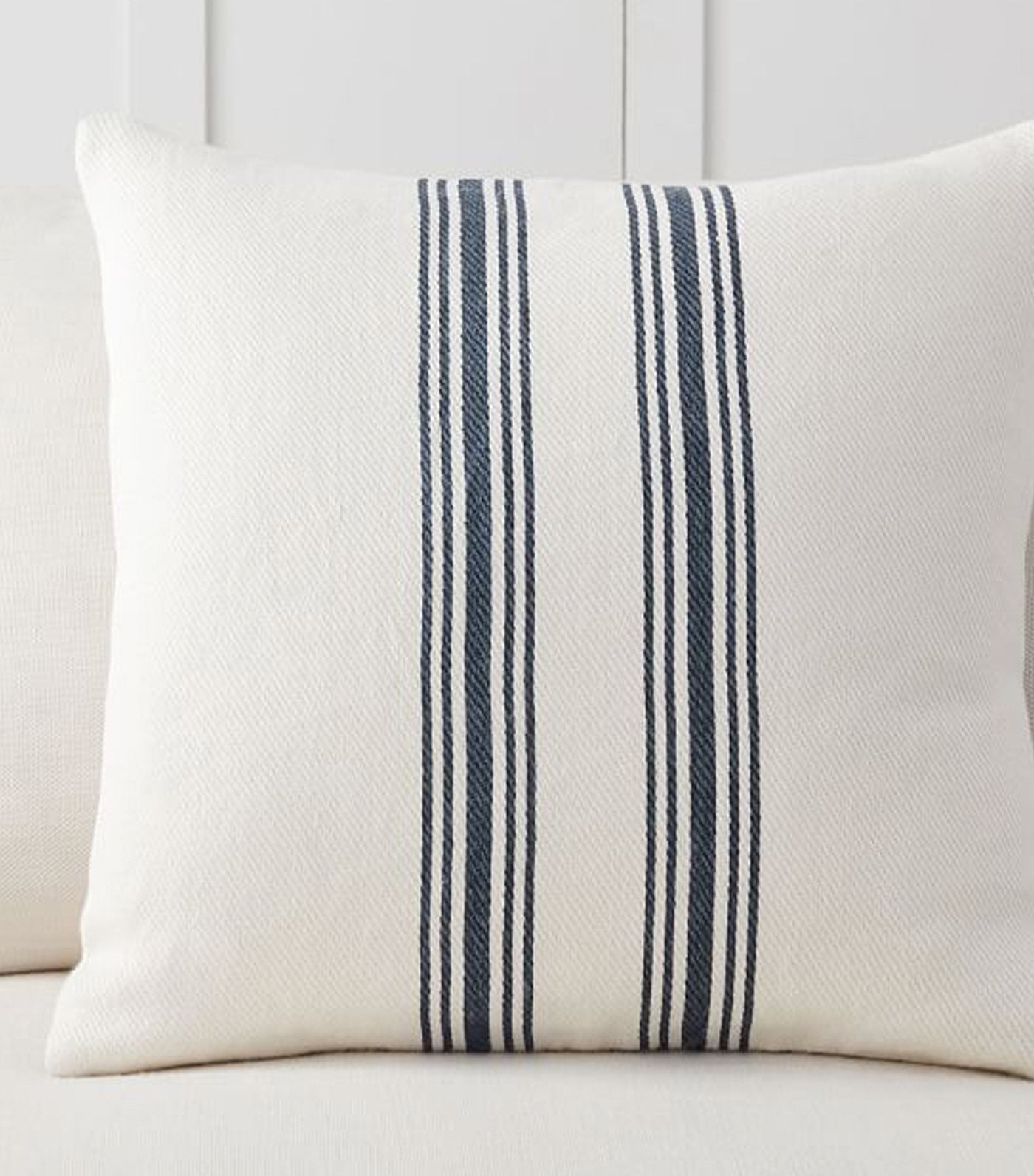 pottery barn culver storm blue grainsack striped reversible pillow cover