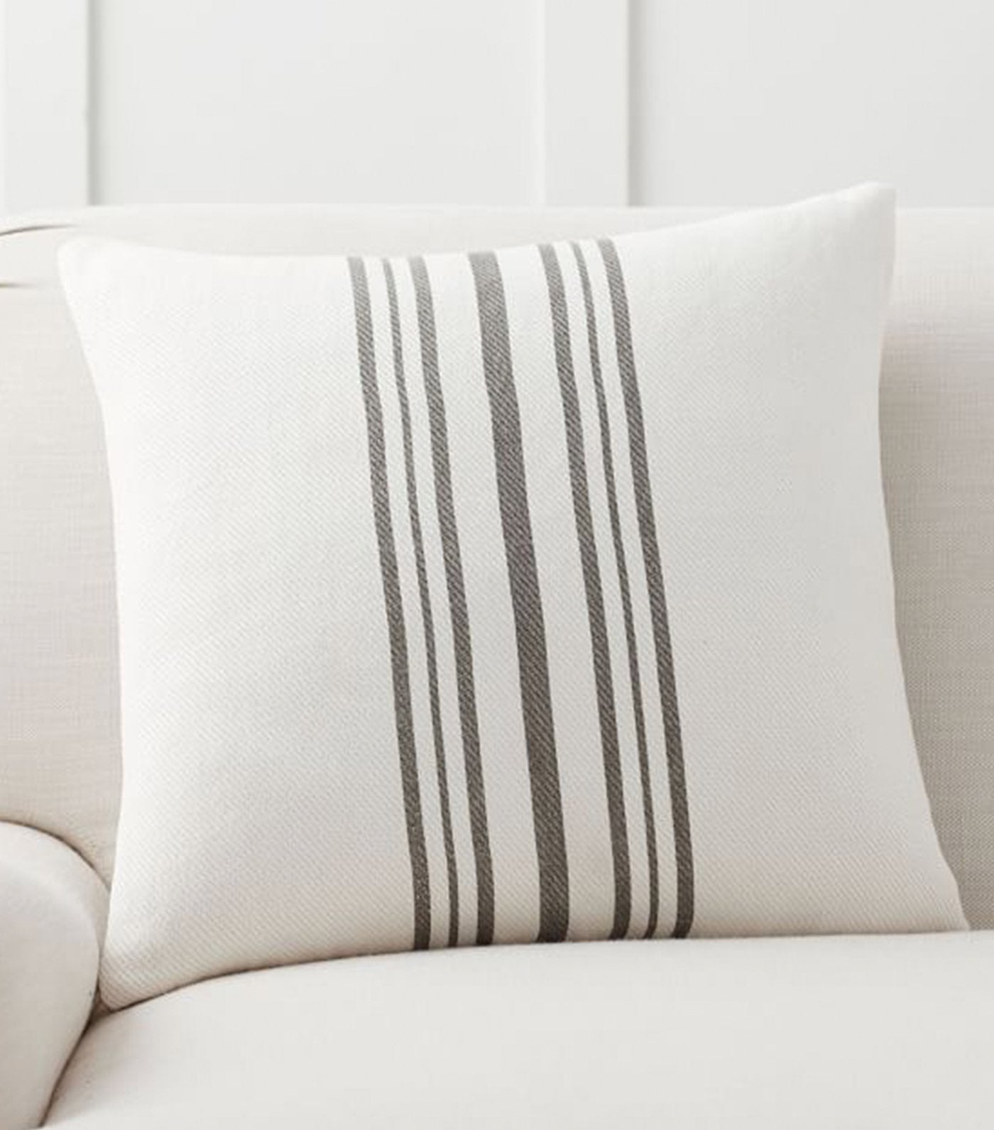 pottery barn culver gray grainsack striped reversible pillow cover