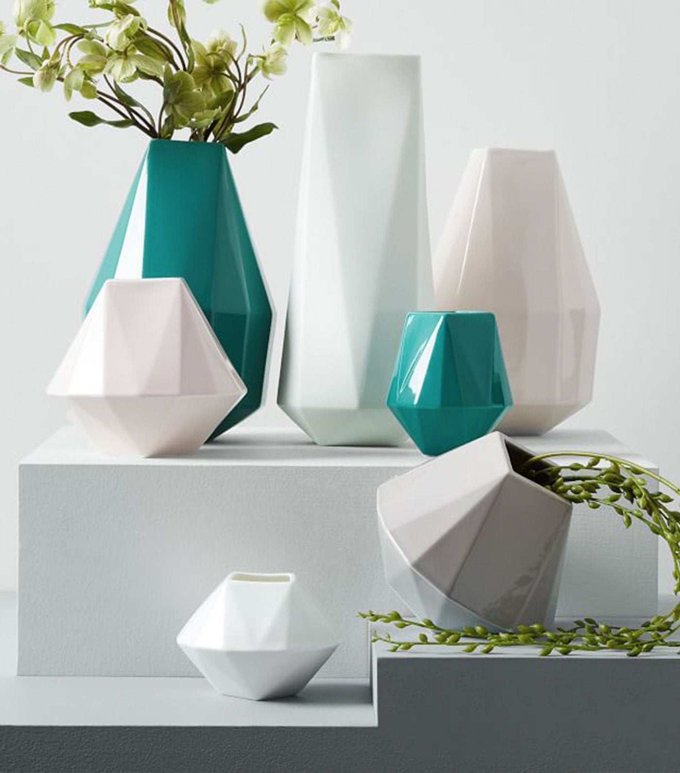 west elm white faceted porcelain vase