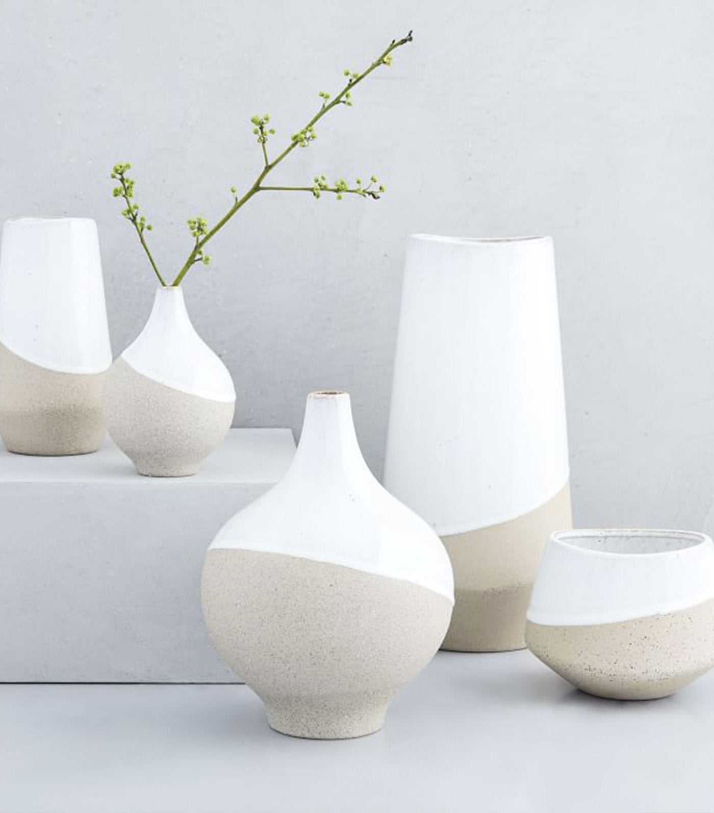 west elm half-dipped stoneware vase