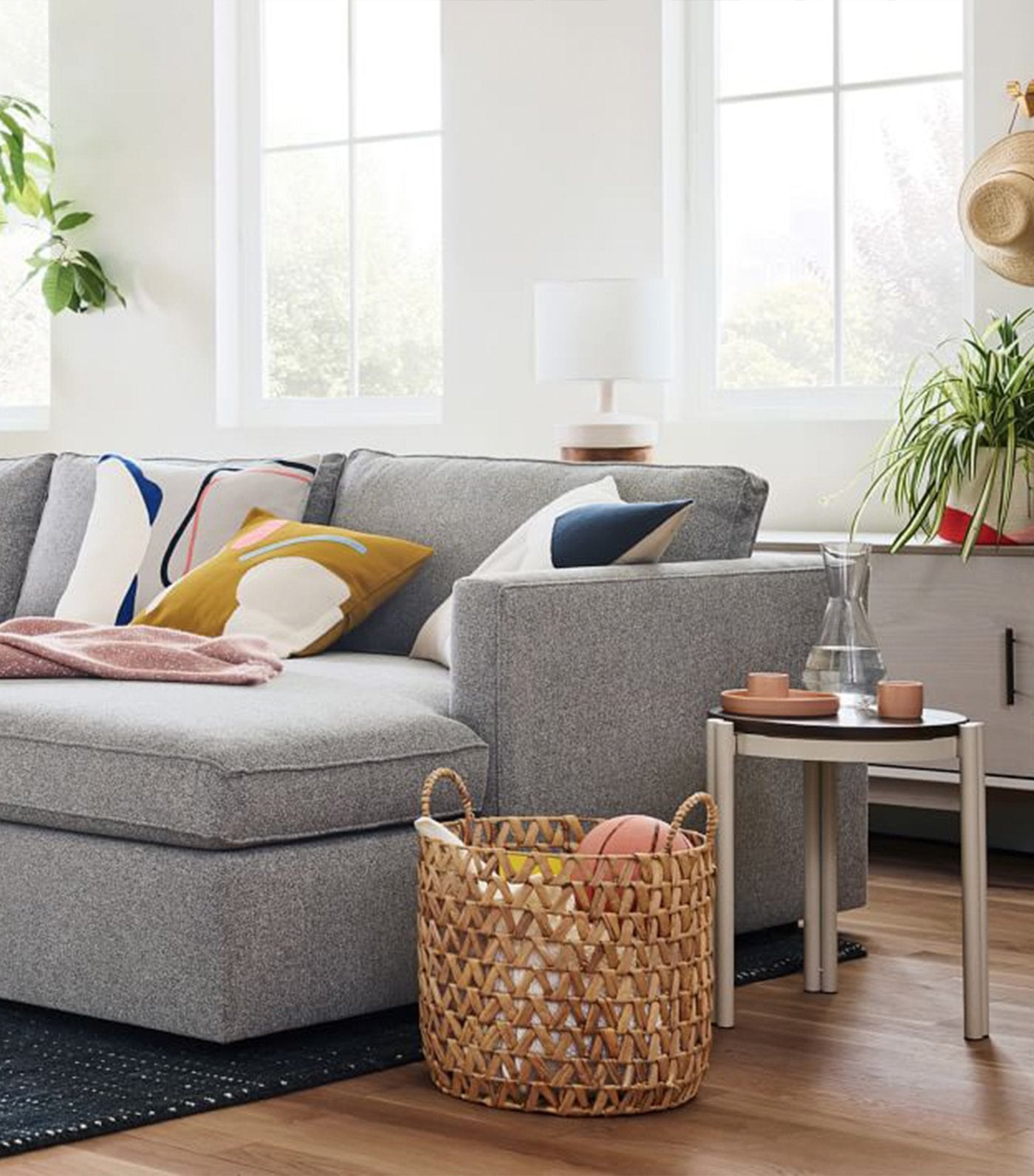 west elm open weave zigzag basket - natural