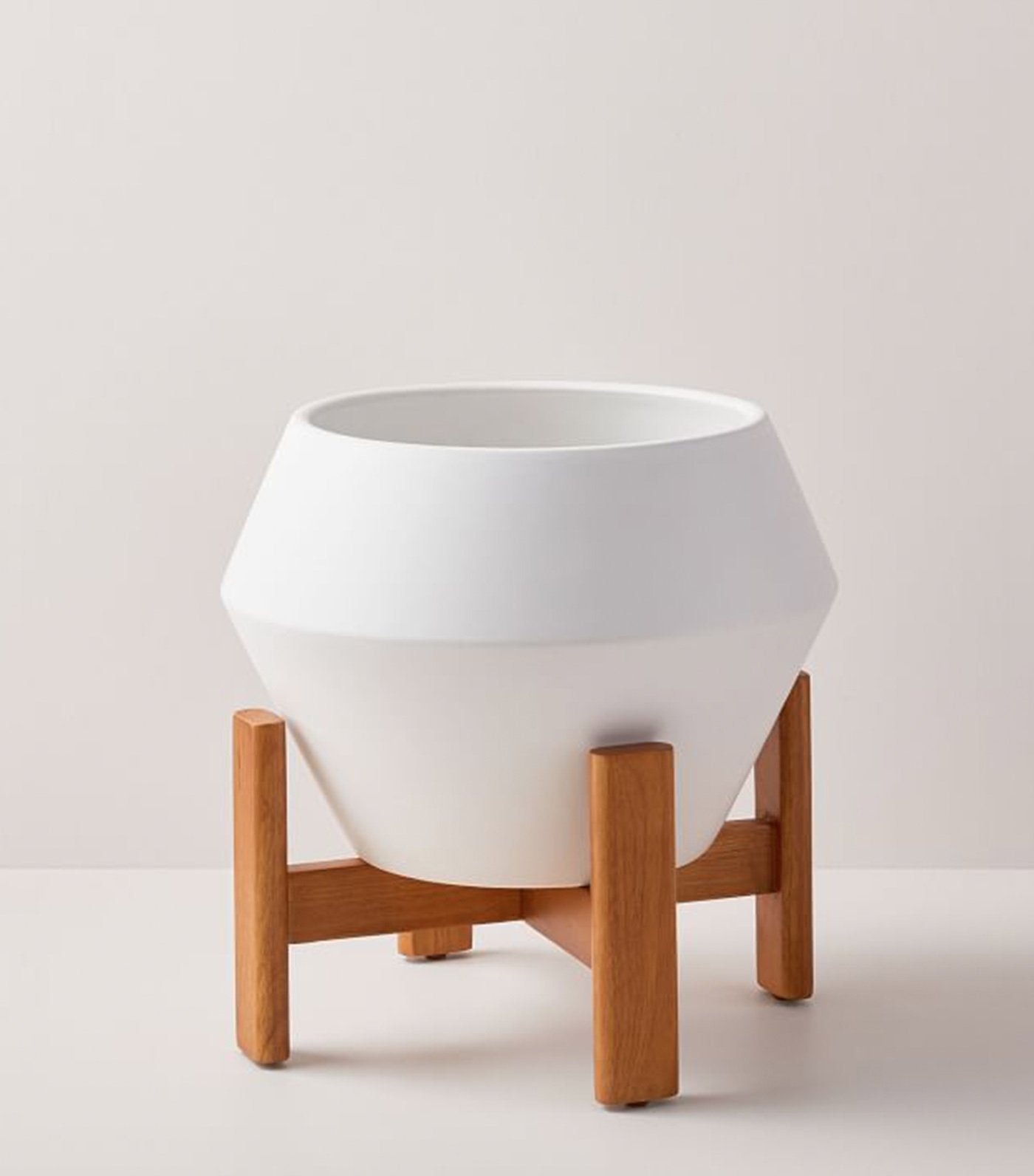 west elm ilya turned wood planters - white