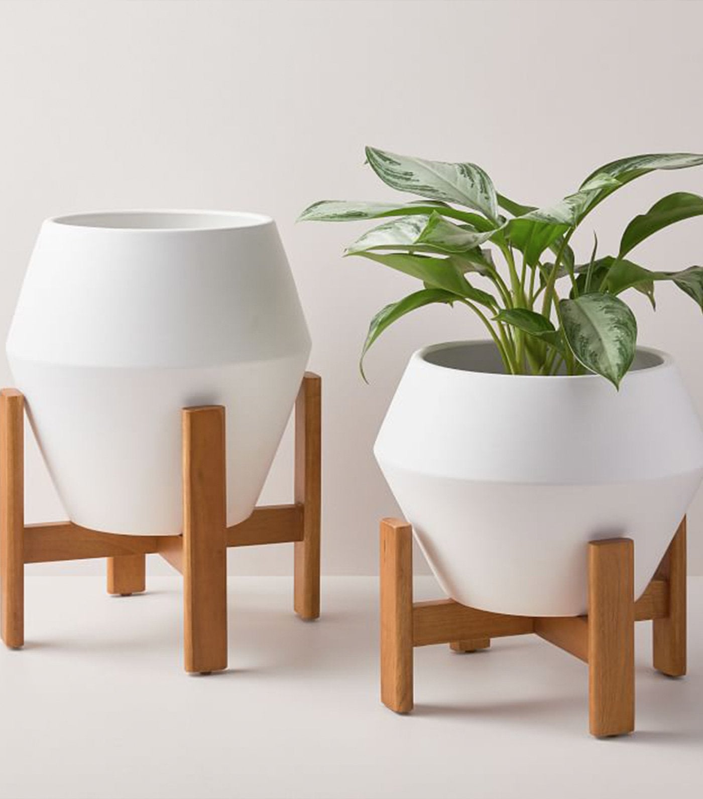 west elm ilya turned wood planters - white