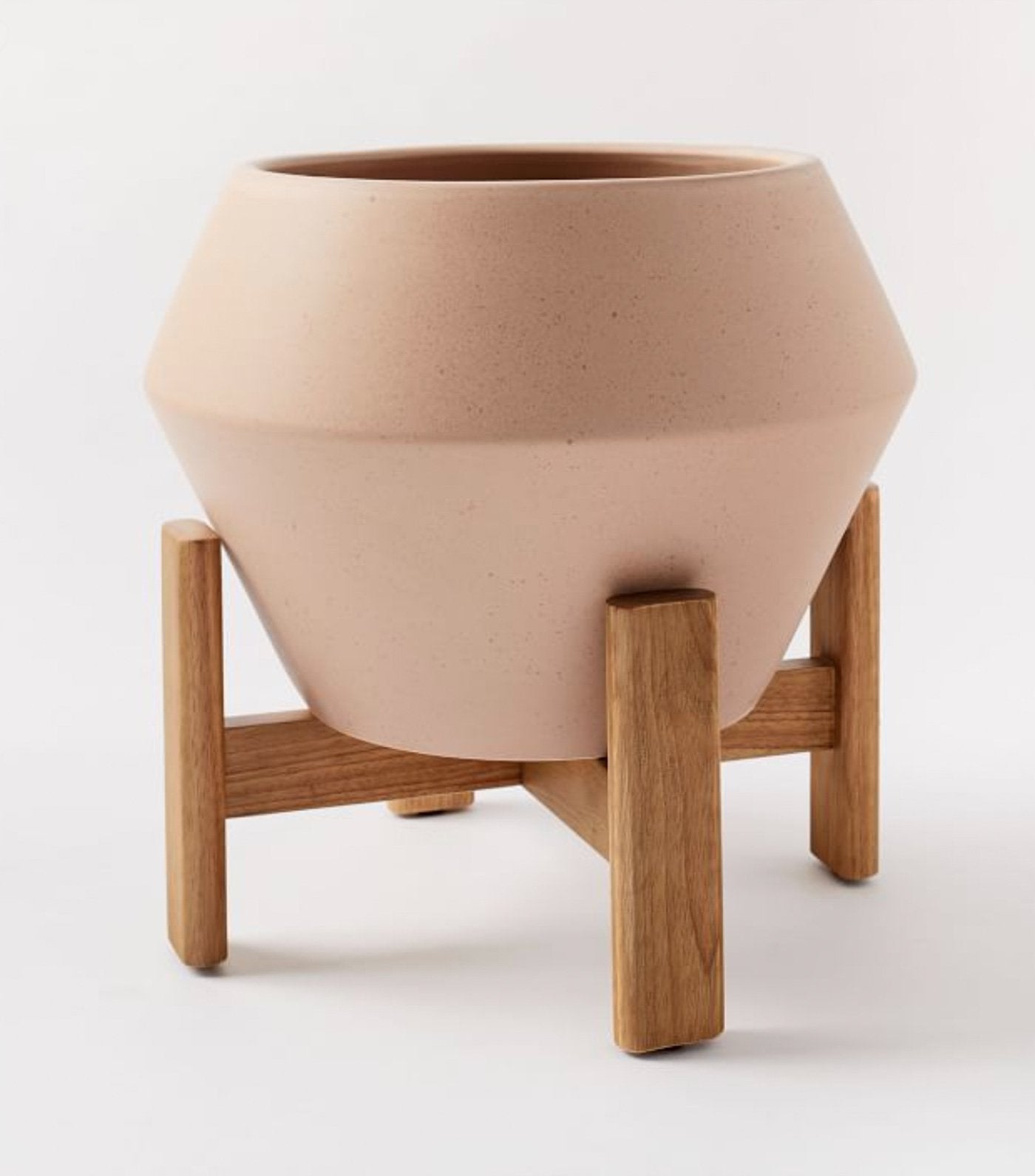 west elm ilya turned wood planters - speckled stone