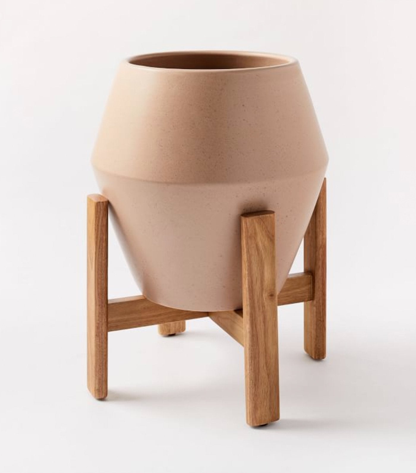 west elm ilya turned wood planters - speckled stone