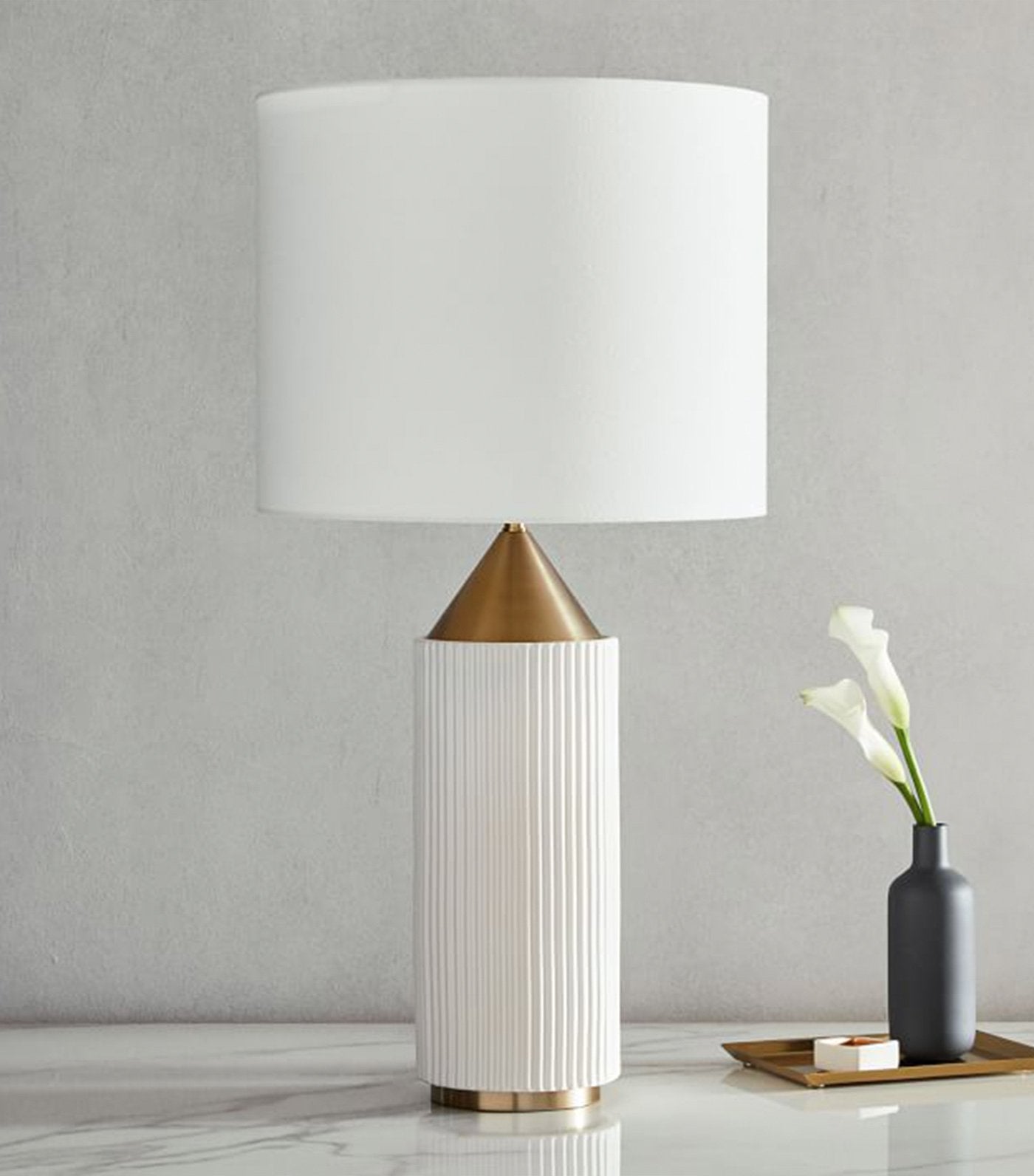 west elm modern fluted table lamp